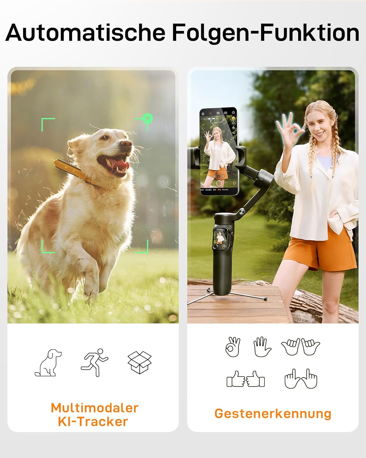 hohem iSteady V3 Ultra Smartphone Gimbal, iPhone Gimbal mit 360° Follow, multimodalem AI-Tracker, 1,22" Touchscreen, Integrierte Verlängerungsstange, iSteady 9.0 Handy Stabilisator für Vlog Tiktok - re:tech