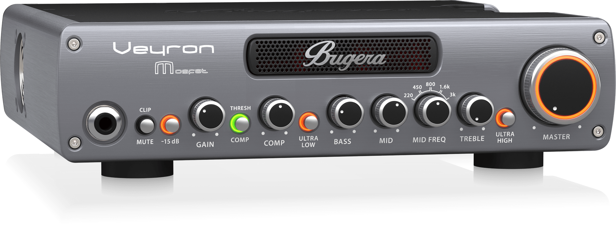 Bugera VEYRON MOSFET BV1001M Bass Head, ultrakompakter 2000 Watt-Class-D-Bassverstärker mit MOSFET-Vorverstärker, Kompressor und DYNAMIZER-Technologie - re:tech