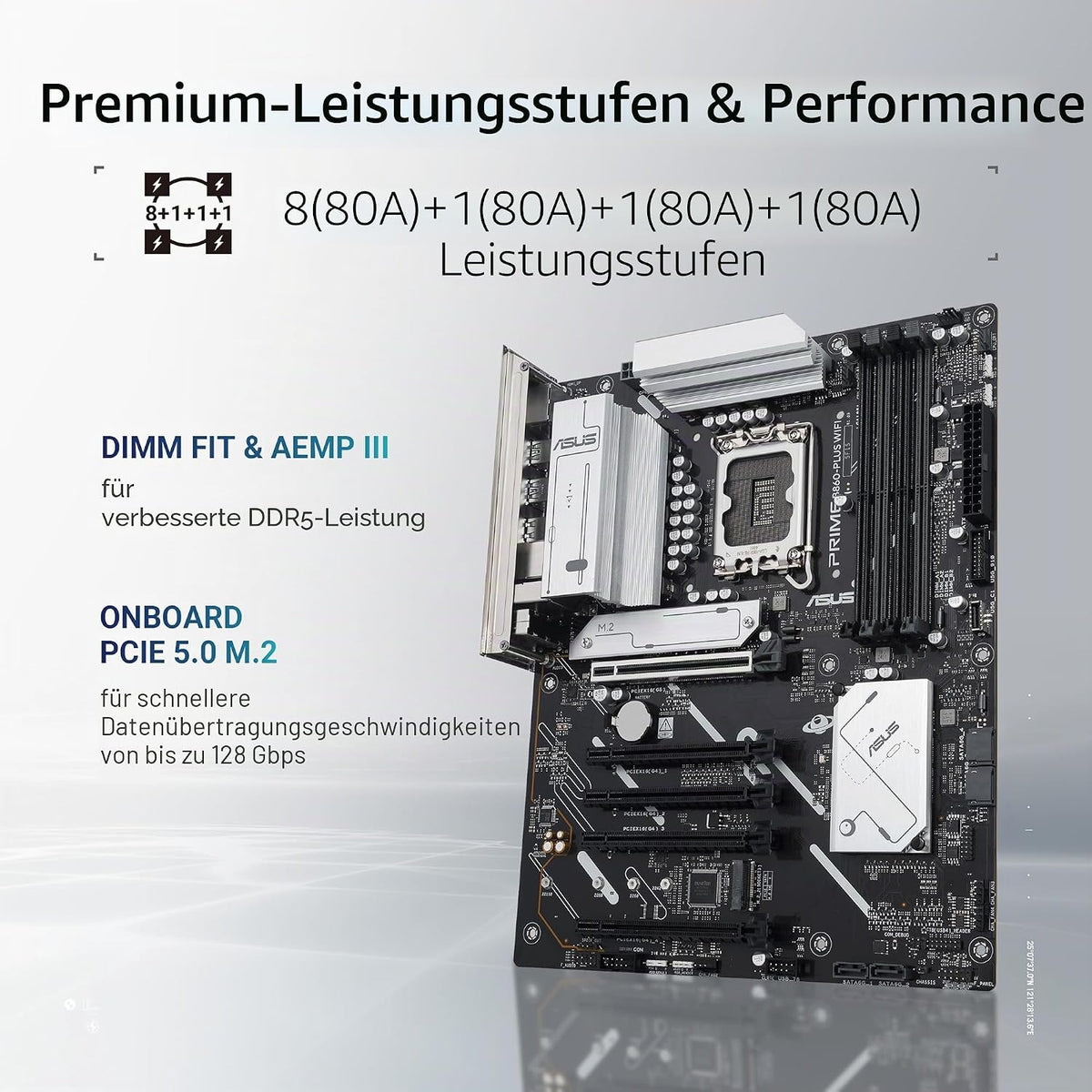 ASUS Prime B860-PLUS WiFi Gaming Mainboard - Intel LGA 1851 - Intel B860 - ATX - DDR5 Speicher - PCIe 5.0 - 1x PCIe 4.0 M.2 - WiFi 6E - Aura Sync