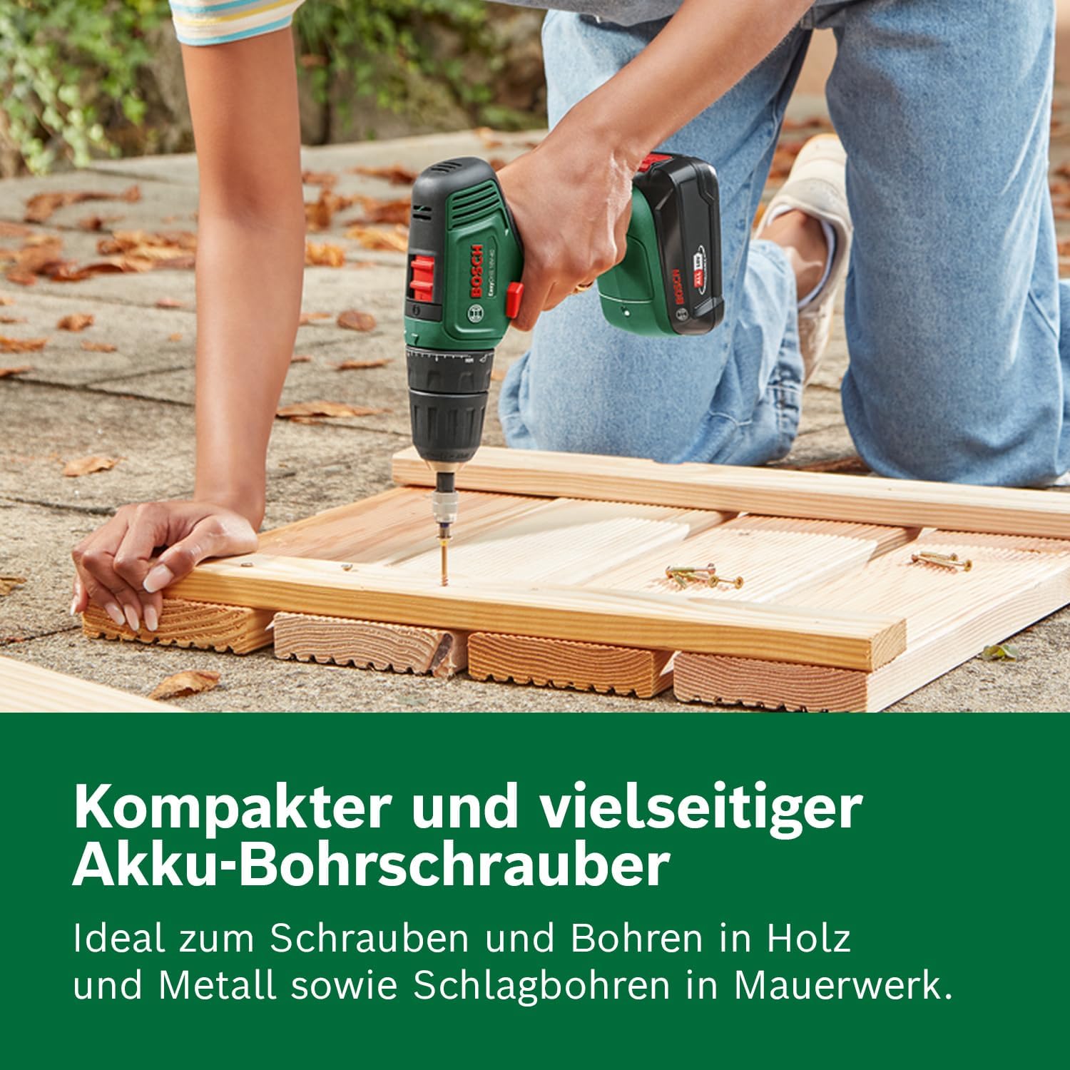 Bosch EasyDrill 18V-40 Akku-Bohrschrauber mit 2-Gang-Getriebe und 2 Akkus im Koffer, compactes Design, vielseitiges Werkzeug