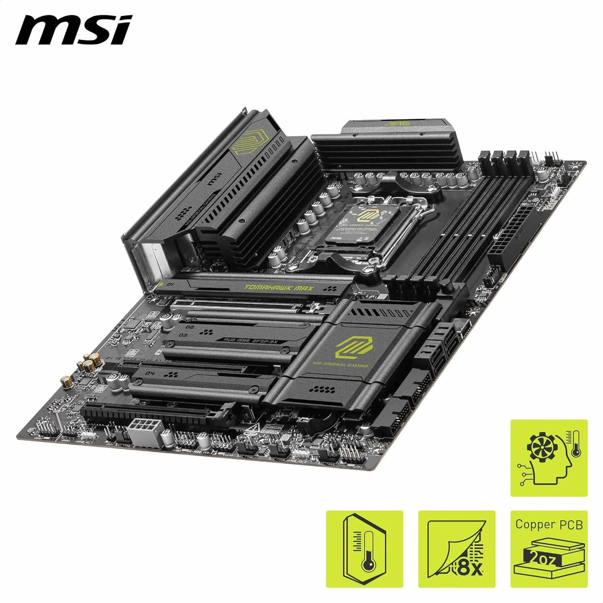 MSI MAG B850 Tomahawk MAX WiFi Mainboard, ATX - Unterstützt AMD Ryzen 9000/8000/7000 Prozessoren, AM5-80A SPS VRM, DDR5 Memory Boost 8400+ MT/s (OC), PCIe 5.0 x16, M.2 Gen5, Wi-Fi 7, 5G LAN