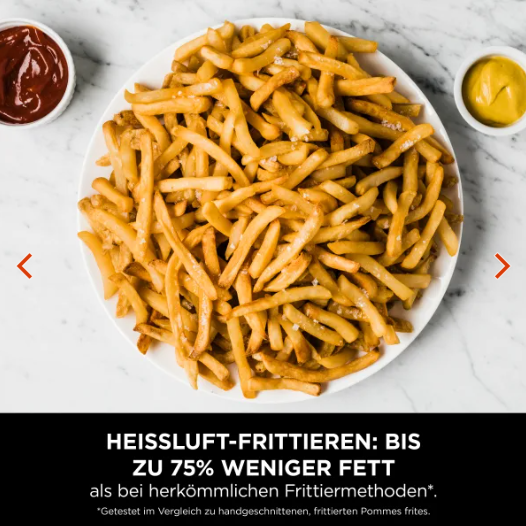 Pommes in einer Glasschale vor Ninja Heißluftfritteuse