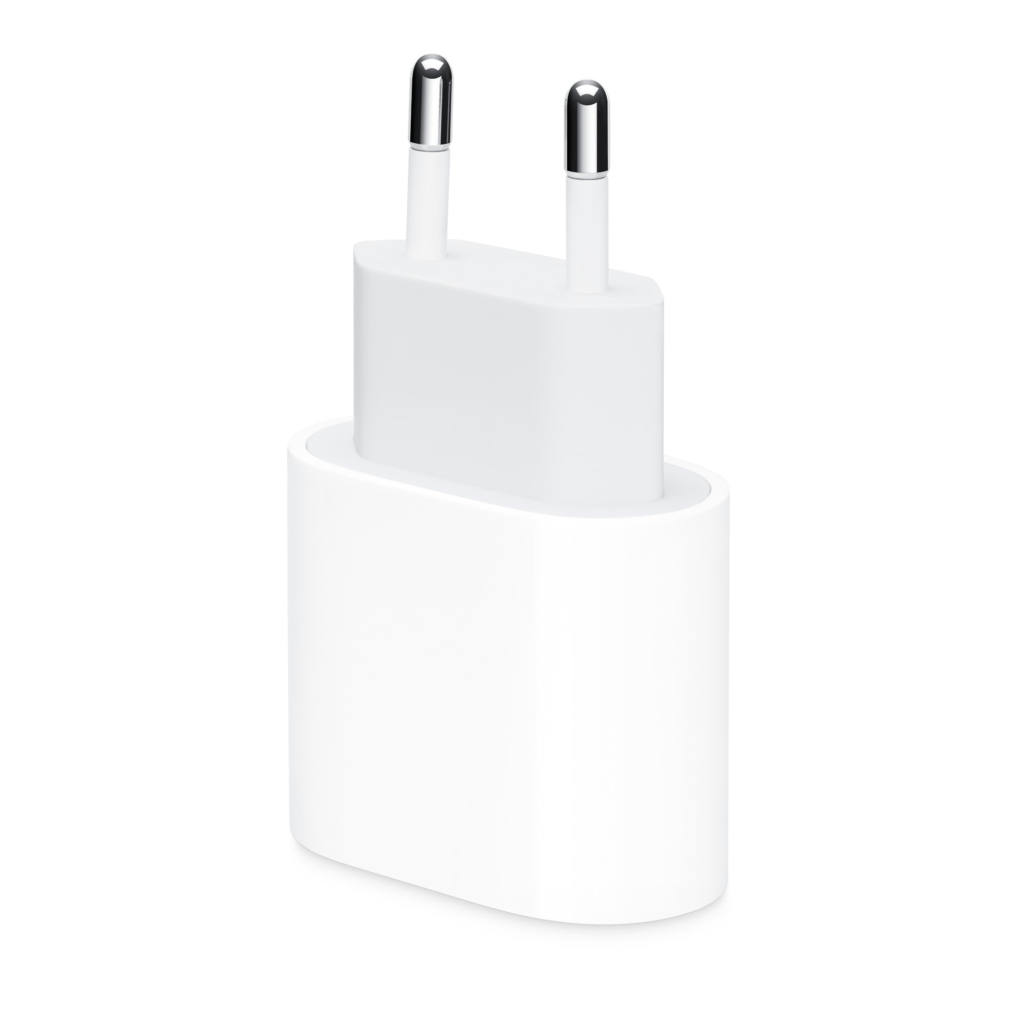 Seitliche Ansicht des kompakten weißen Netzteils mit USB-C-Anschluss