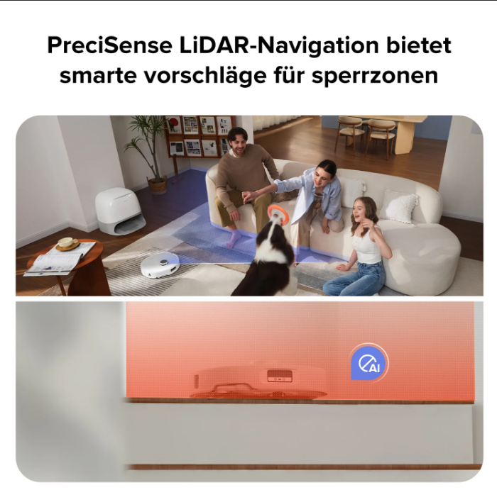 Demonstration der automatischen Trocknung der Wischpads in der Reinigungsstation nach dem Einsatz