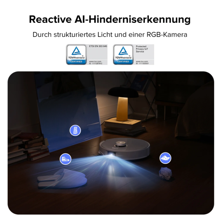 Vergleich der Geräuschentwicklung des Roboters in Dezibel gegenüber normalen Staubsaugern