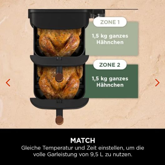 Zubereitung von zwei unterschiedlichen Speisen gleichzeitig