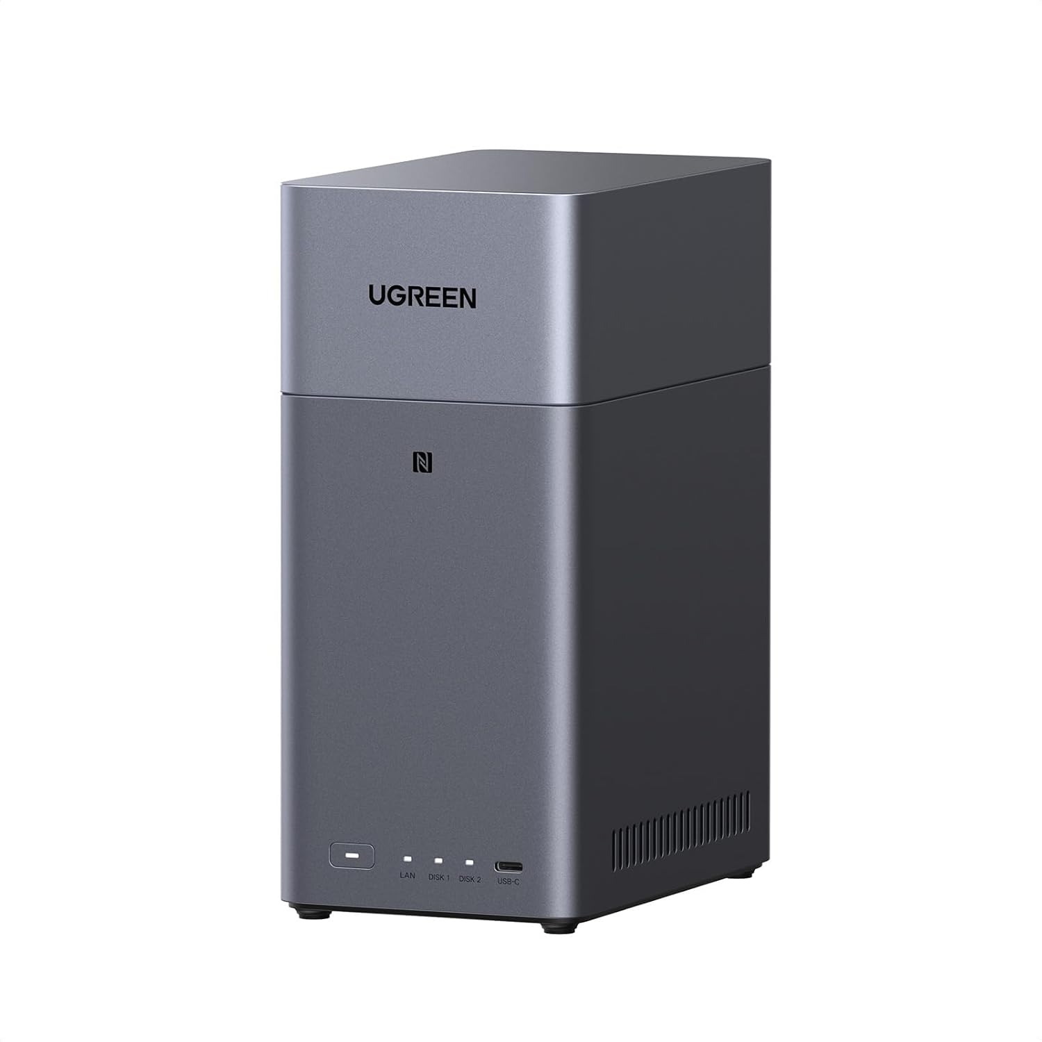 UGREEN NASync DH2300 2 Bay Desktop NAS, NFC Tap zum Verbinden, KI Fotoalbum, 4K Persönliche Videothek, Einsteigerfreundliches NAS-System, Heim-NAS-Server mit 1GbE-LAN und 4GB RAM (Diskless) - re:tech