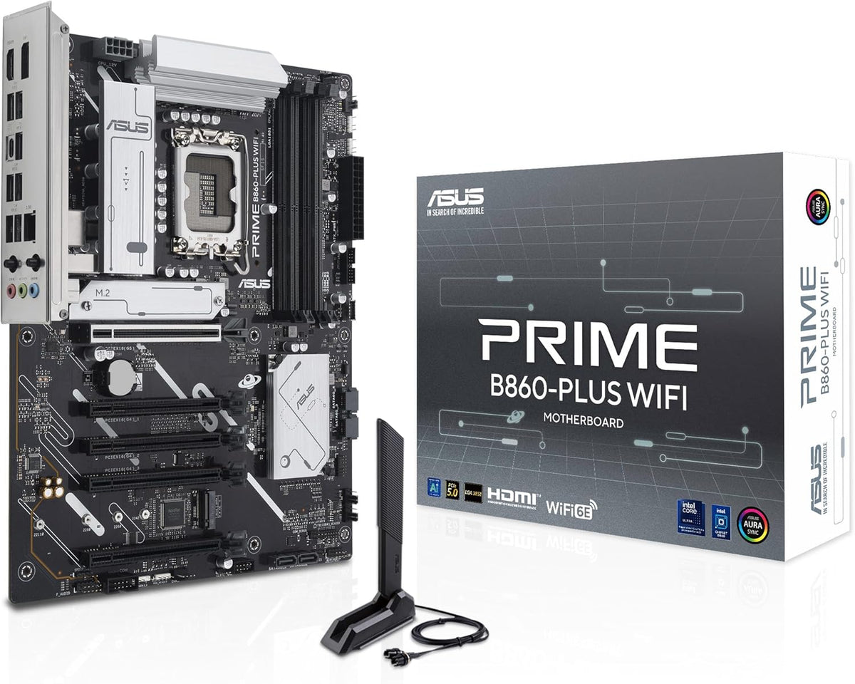 ASUS Prime B860-PLUS WiFi Gaming Mainboard - Intel LGA 1851 - Intel B860 - ATX - DDR5 Speicher - PCIe 5.0 - 1x PCIe 4.0 M.2 - WiFi 6E - Aura Sync