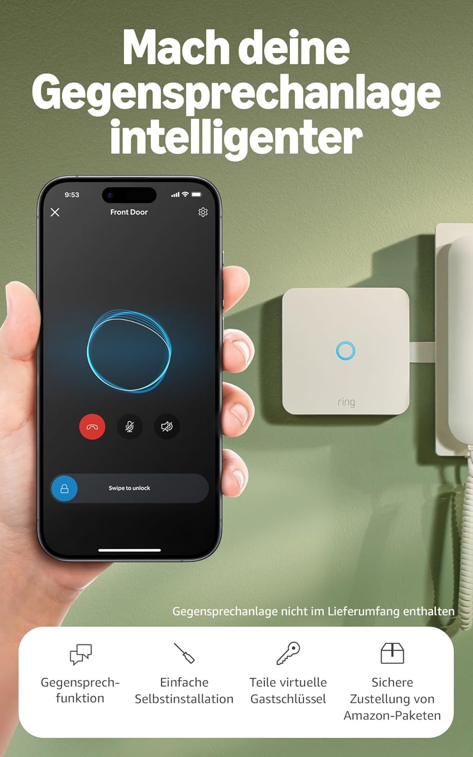 Ring Intercom Audio | Mach deine Gegensprechanlage intelligenter | Audio-Streaming, virtuelle Schlüssel und Fernzugriff | Zur Selbstinstallation