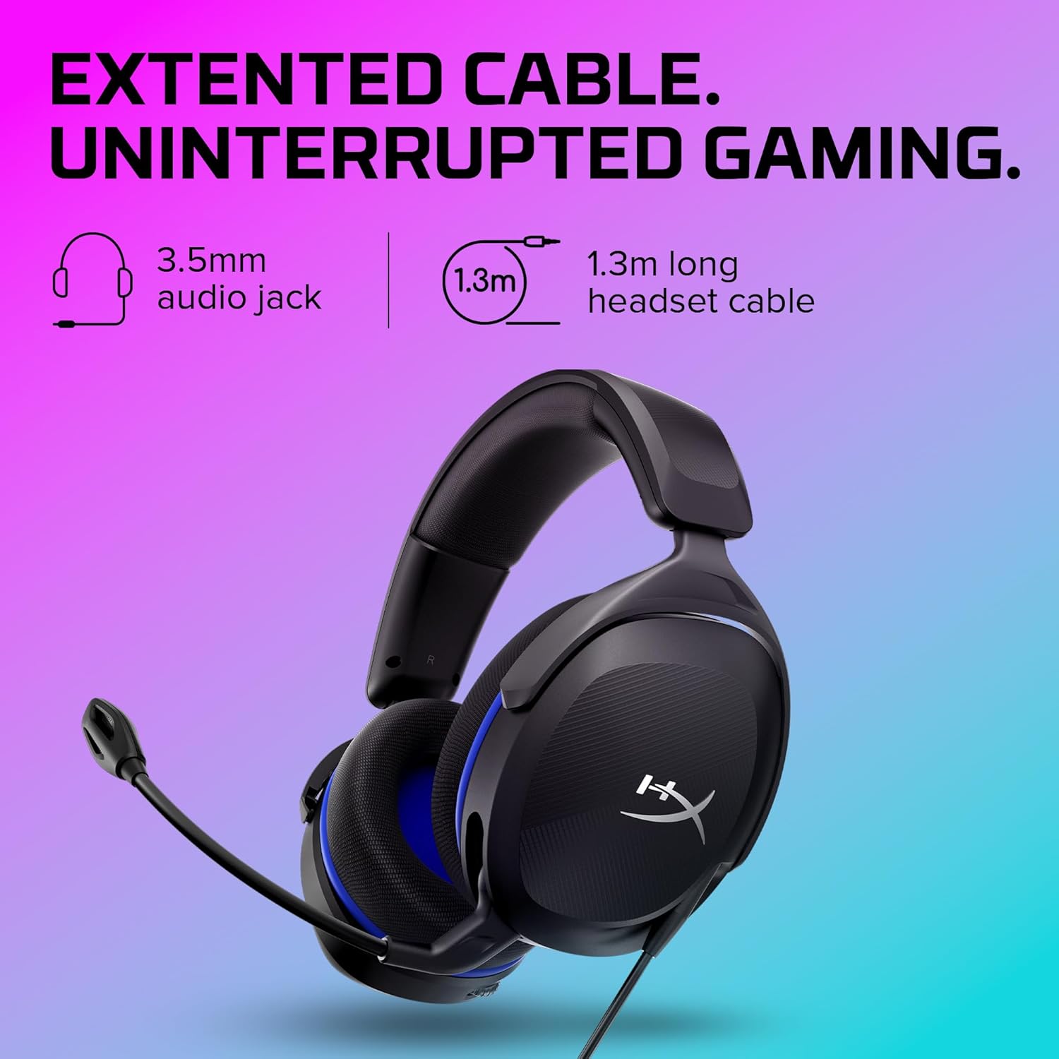 HyperX Cloud Stinger 2 Core Gaming-Headset für PlayStation, Over-Ear, 40mm-Treiber, Mikrofon, 3,5-mm, schwarz