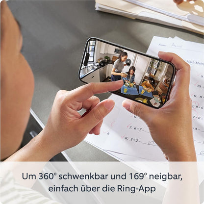 Bewegliche Ring-Innenkamera (Pan-Tilt Indoor Camera) von Amazon | Plug-in-Sicherheitskamera für Haustierbesitzer | 360° schwenkbar, 169° neigbar | 30 Tage Ring Protect