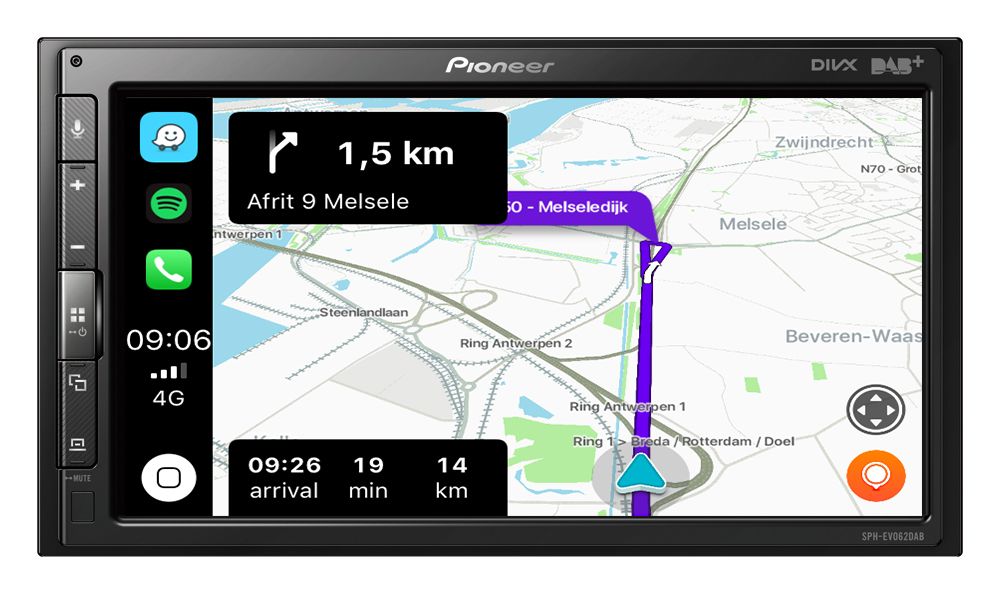 Pioneer SPH-EVO62DAB Modulares Auto Mediacenter mit 6,8"-ClearType-Touchscreen, komfortabler Smartphone-Konnektivität per USB-Kabel, Apple Carplay®, Android Auto™, WebLink®, Waze und Bluetooth®,  DAB/DAB+-Digitalradio und 13-Band-Grafikequalizer. - re:tech