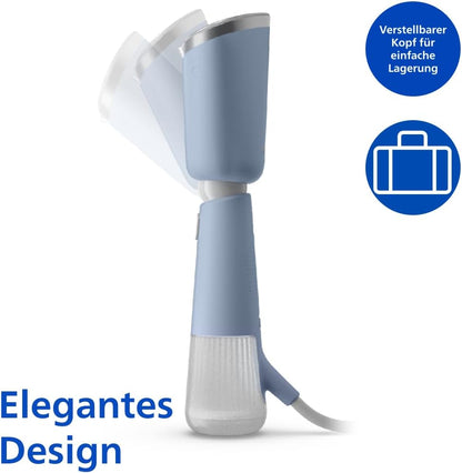 Philips Dampfglätter 5000-Serie (STH5020/20) - 35 Sekunden Aufheizen, aktiv beheizte Dampfplatte, Eco-Modus, für empfindliche Textilien, dampft vertikal & horizontal, Handschuh & Beutel, himmelblau - re:tech