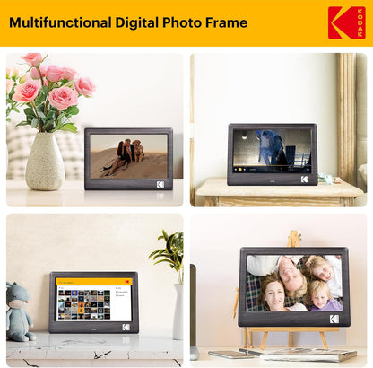 KODAK 7 Zoll Digitaler Bilderrahmen RDPF-708c, Elektronischer Fotorahmen, IPS-Bildschirm, Foto/Musik/Video Player/Kalender/Alarm, Unterstützung USB Oder SD Karte, Automatisch Drehende, mit Fernbedienung - re:tech