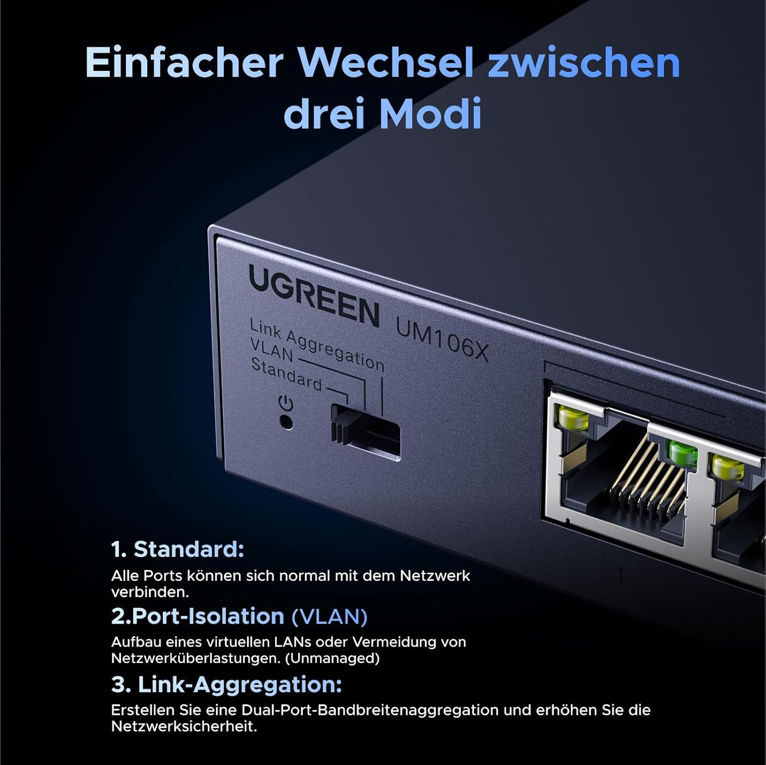 UGREEN CM753 2.5G LAN Switch mit 5X 2.5G Ports+1X10G SFP+ ,Unmanaged Netzwerk Switch für Computer,NAS,Server,WiFi 6 AP, Schnelle Datenübertragung,Desktop/Wandmontage Metallgehäuse - re:tech