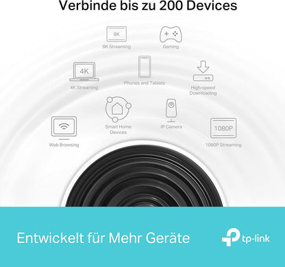 TP-Link Deco XE75 Mesh WLAN Set (3 Pack), Wi-Fi 6E AXE5400 Tri-Band Router & Repeater, 3× Gigabit Ports für jede Einheit, für Häuser mit 4-7 Schlafzimmern, Umfassender Jugendschutz, WPA3