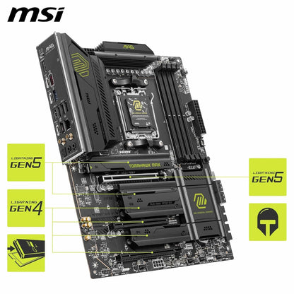 MSI MAG B850 Tomahawk MAX WiFi Mainboard, ATX - Unterstützt AMD Ryzen 9000/8000/7000 Prozessoren, AM5-80A SPS VRM, DDR5 Memory Boost 8400+ MT/s (OC), PCIe 5.0 x16, M.2 Gen5, Wi-Fi 7, 5G LAN