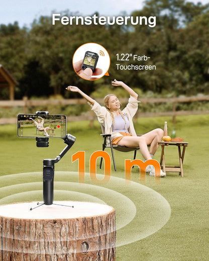 hohem iSteady V3 Ultra Smartphone Gimbal, iPhone Gimbal mit 360° Follow, multimodalem AI-Tracker, 1,22" Touchscreen, Integrierte Verlängerungsstange, iSteady 9.0 Handy Stabilisator für Vlog Tiktok - re:tech