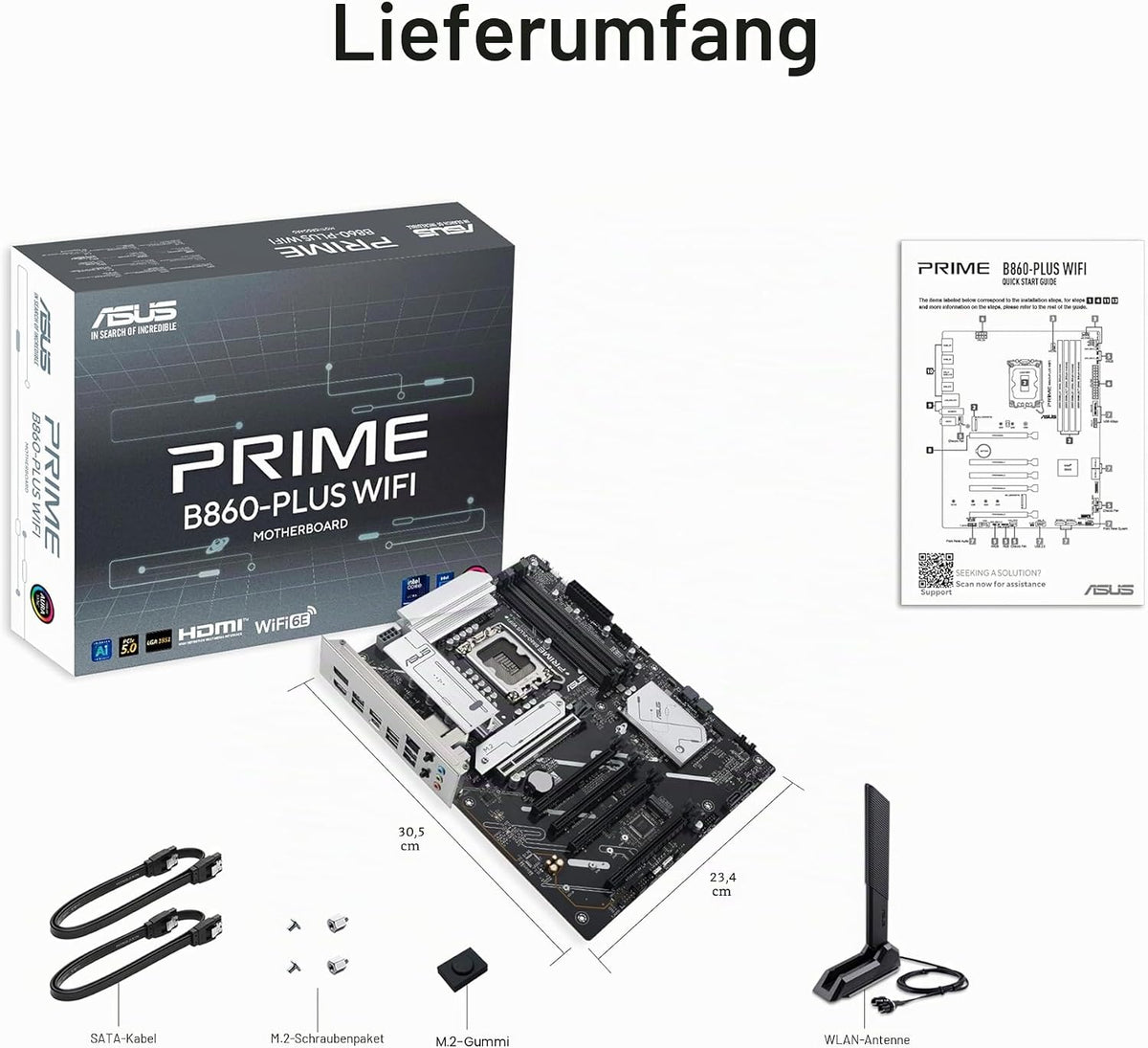 ASUS Prime B860-PLUS WiFi Gaming Mainboard - Intel LGA 1851 - Intel B860 - ATX - DDR5 Speicher - PCIe 5.0 - 1x PCIe 4.0 M.2 - WiFi 6E - Aura Sync