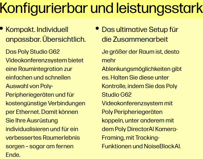 HP Poly Studio G62 – Videokonferenzsystem für professionelle Meetingräume (4K, HDMI, Zoom, Teams) - re:tech