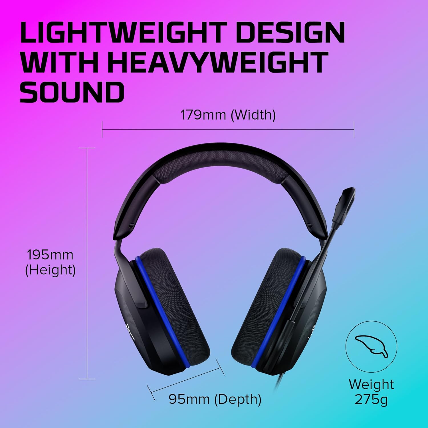 HyperX Cloud Stinger 2 Core Gaming-Headset für PlayStation, schwarz, Over-Ear, 40mm-Treiber, mikrofon, 3,5-mm-Klinke, leicht