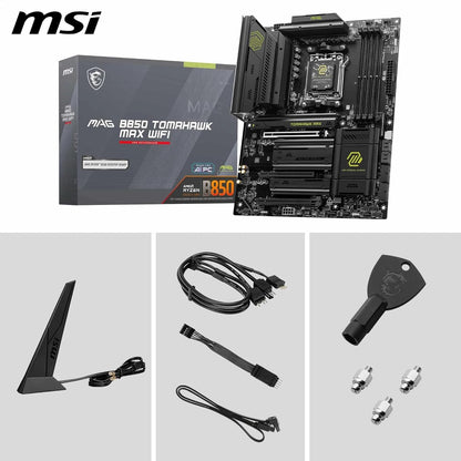 MSI MAG B850 Tomahawk MAX WiFi Mainboard, ATX - Unterstützt AMD Ryzen 9000/8000/7000 Prozessoren, AM5-80A SPS VRM, DDR5 Memory Boost 8400+ MT/s (OC), PCIe 5.0 x16, M.2 Gen5, Wi-Fi 7, 5G LAN