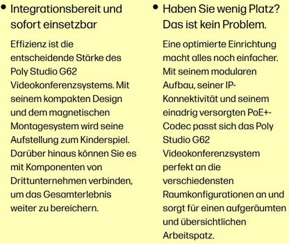 HP Poly Studio G62 – Videokonferenzsystem für professionelle Meetingräume (4K, HDMI, Zoom, Teams) - re:tech