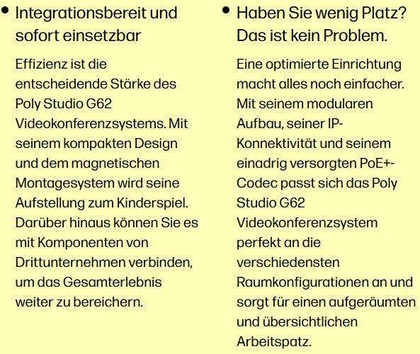HP Poly Studio G62 – Videokonferenzsystem für professionelle Meetingräume (4K, HDMI, Zoom, Teams) - re:tech
