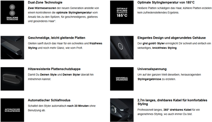 ghd Gold Styler Schwarz – Premium Glätteisen (26mm Platten) mit Dual‑Zone Technologie - re:tech