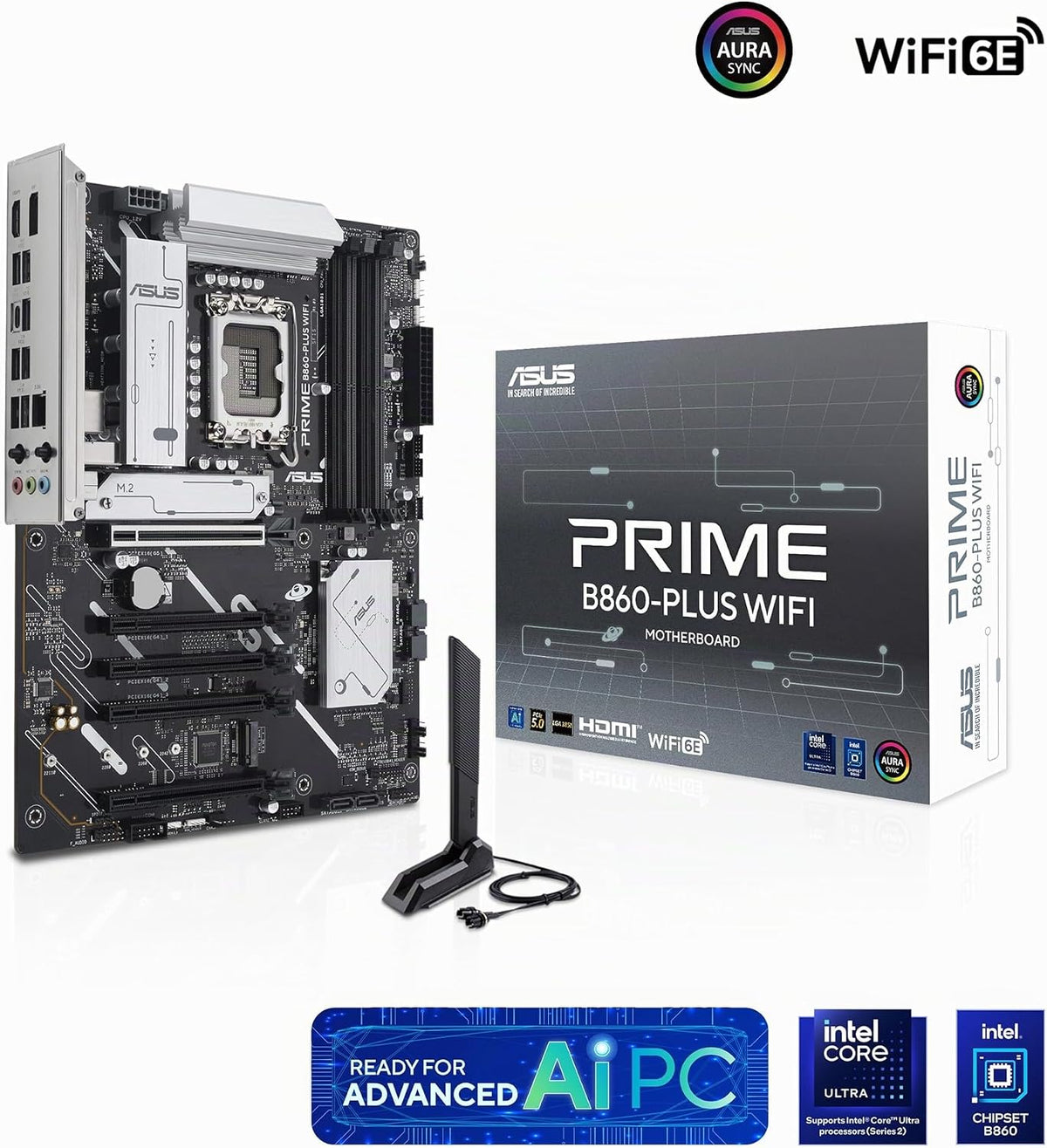 ASUS Prime B860-PLUS WiFi Gaming Mainboard - Intel LGA 1851 - Intel B860 - ATX - DDR5 Speicher - PCIe 5.0 - 1x PCIe 4.0 M.2 - WiFi 6E - Aura Sync
