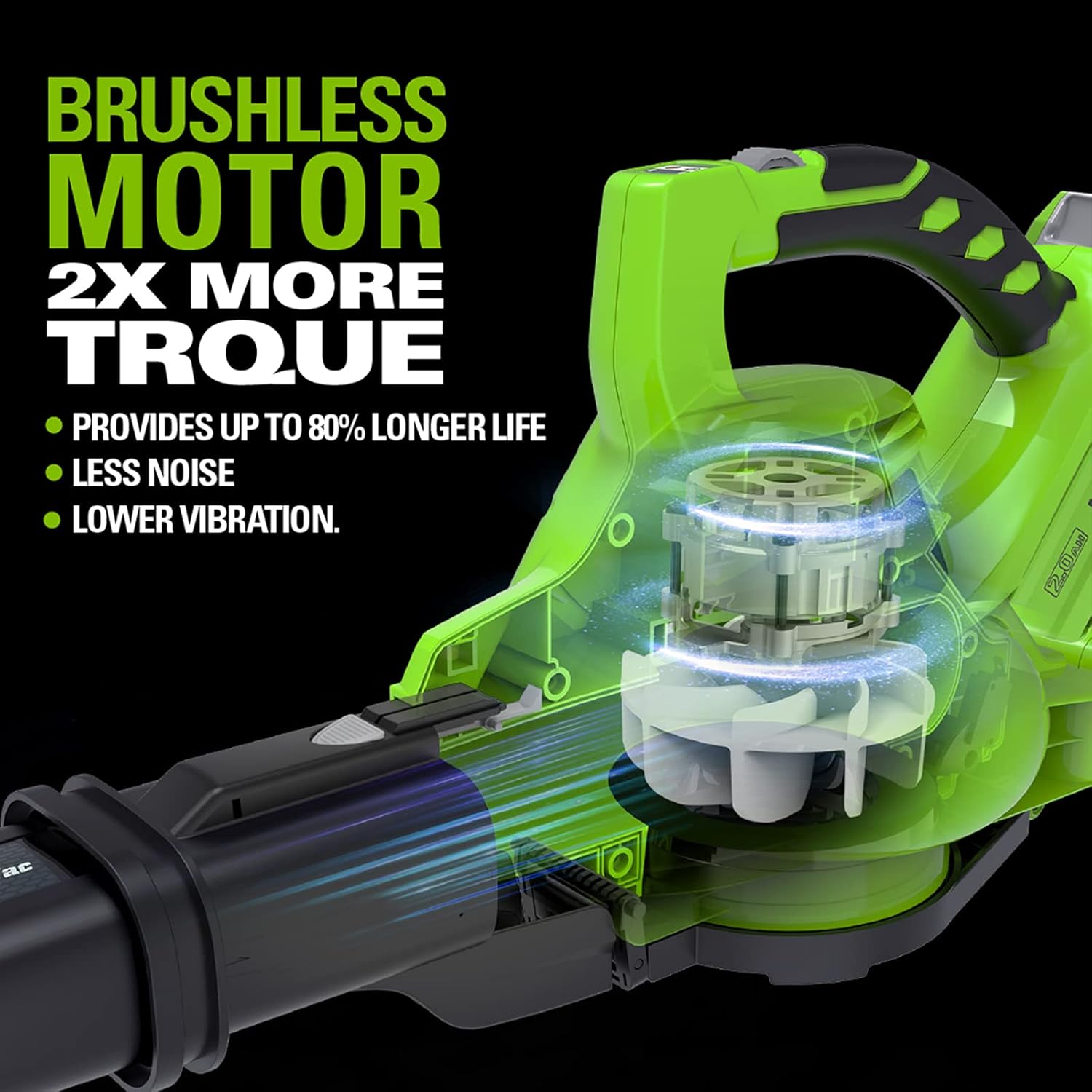 Greenworks Akku Laubsauger und Laubbläser mit Schultergurt, bürstenlosem Motor, 322 km/h, 45L Fangsack, inklusive Batterien und Ladegerät