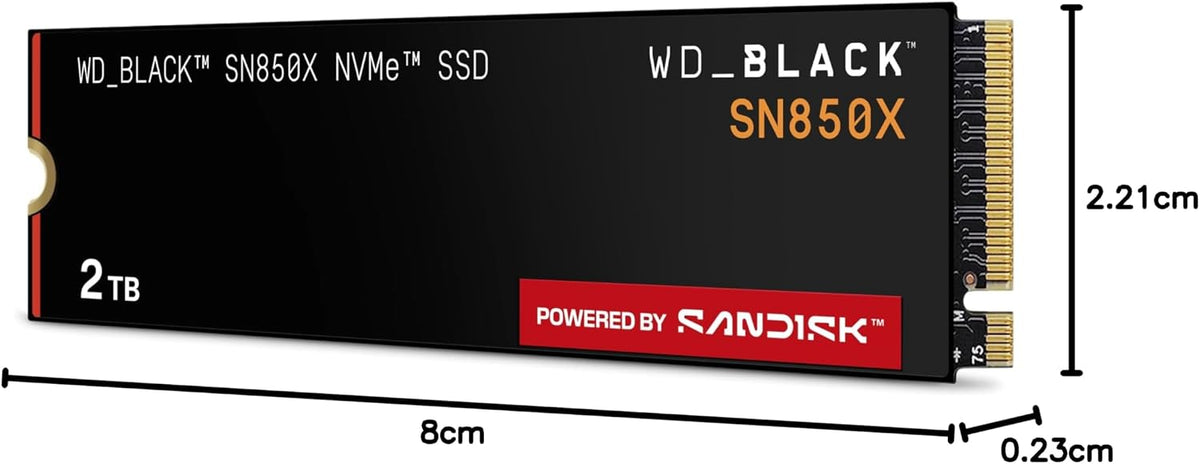 Western Digital WD_BLACK SN850X NVMe SSD 2TB interne SSD mit PCIe Gen4, schwarz, schnelle Lese- und Schreibgeschwindigkeit