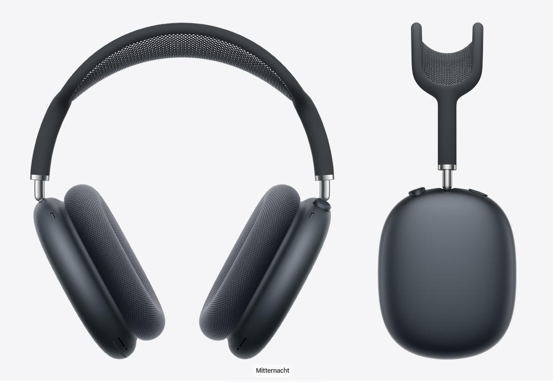 Zwei schwarze Over-Ear-Kopfhörer mit Netz-Kopfbügel, Vorder- und Seitenansicht