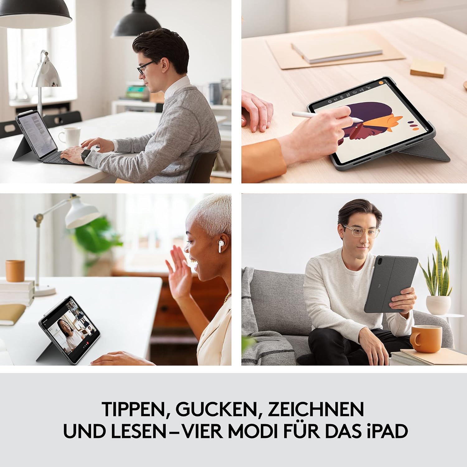 Logitech Combo Touch Tastaturhülle - Folio Touch Case für iPad Air 4. / 5. Generation (QWERTZ)