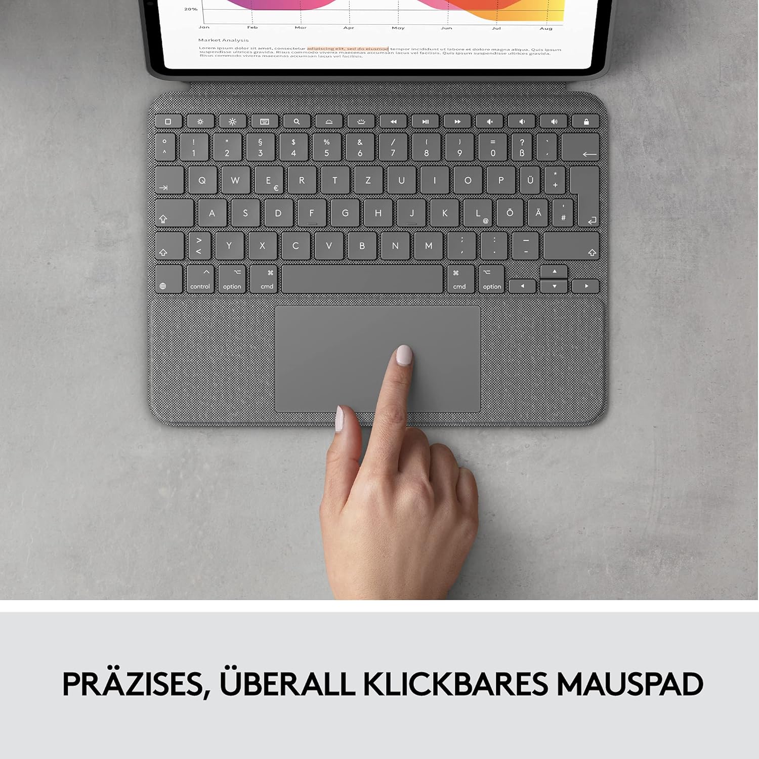 Logitech Combo Touch Tastaturhülle - Folio Touch Case für iPad Air 4. / 5. Generation (QWERTZ)