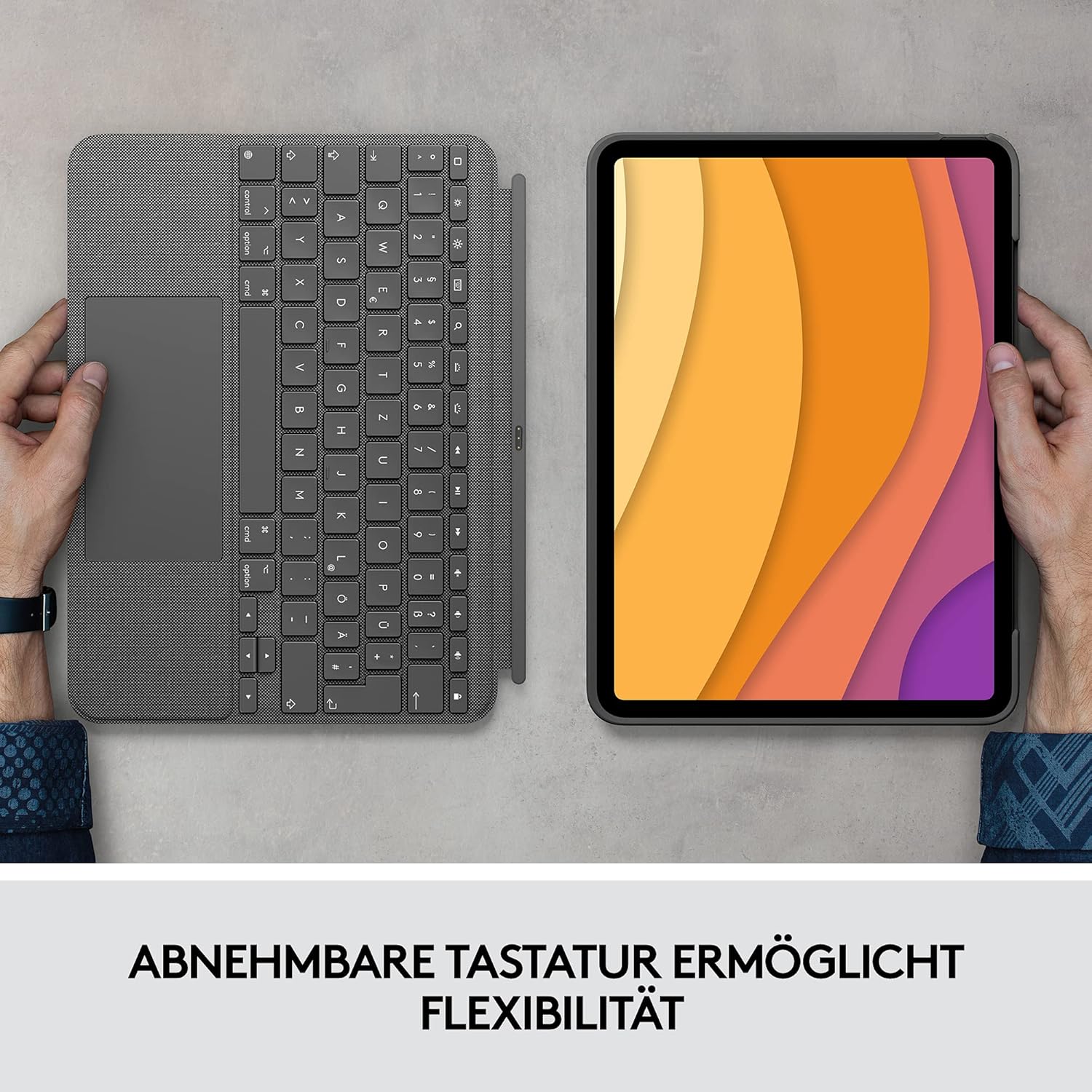 Logitech Combo Touch Tastaturhülle - Folio Touch Case für iPad Air 4. / 5. Generation (QWERTZ)