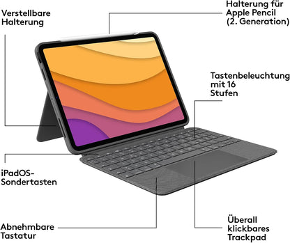 Logitech Combo Touch Tastaturhülle - Folio Touch Case für iPad Air 4. / 5. Generation (QWERTZ)
