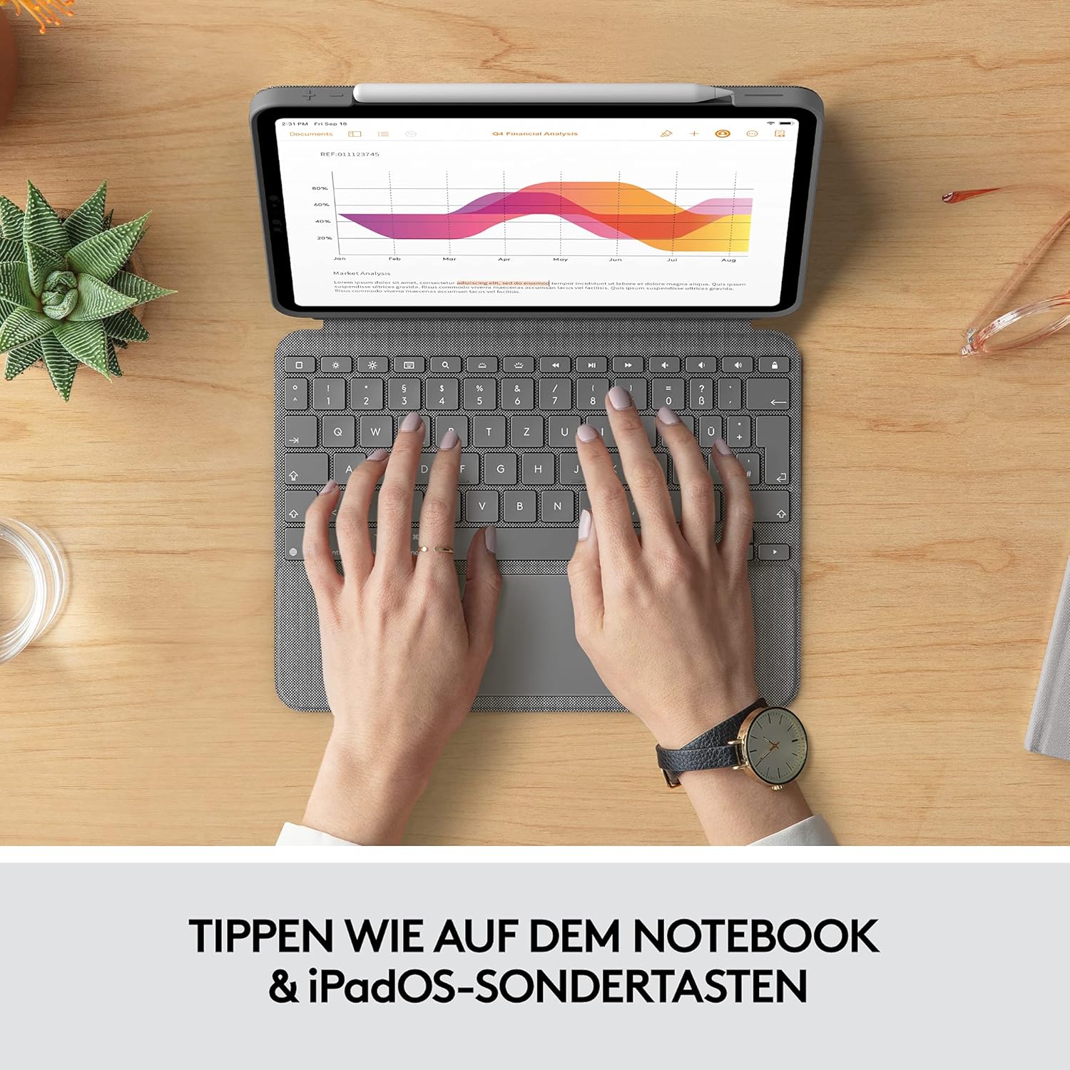 Logitech Combo Touch Tastaturhülle - Folio Touch Case für iPad Air 4. / 5. Generation (QWERTZ)