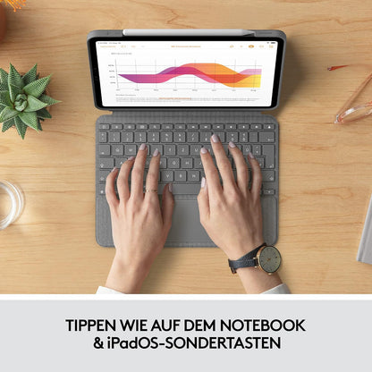 Logitech Combo Touch Tastaturhülle - Folio Touch Case für iPad Air 4. / 5. Generation (QWERTZ)