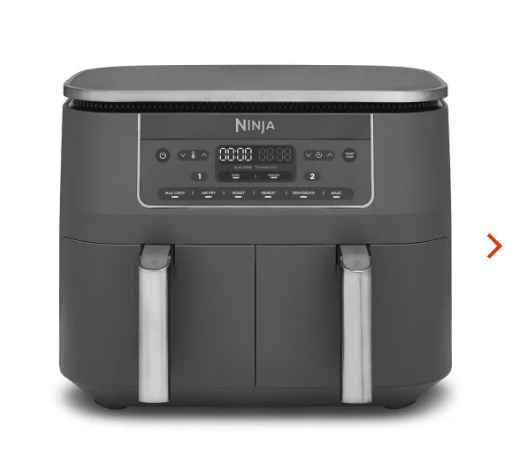 Ninja DualZone Airfryer in schwarzem Design mit Bedienfeld und zwei Griffen