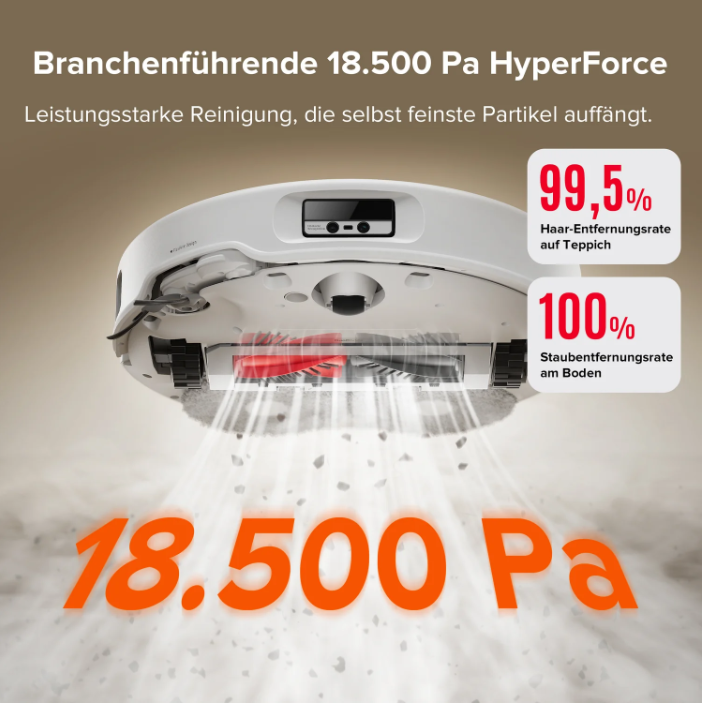 Infografik zur FlexiArm-Technologie des Roboters, Darstellung der randnahen Reinigung mit Seitenbürste
