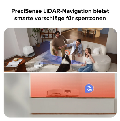 Demonstration der automatischen Trocknung der Wischpads in der Reinigungsstation nach dem Einsatz
