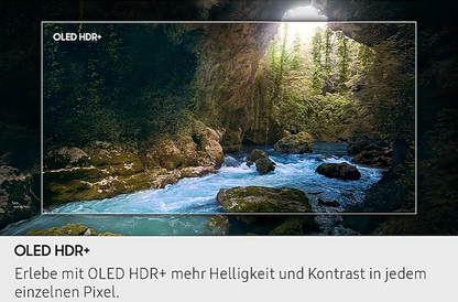 Filmszene mit Naturaufnahme bei Nacht auf dem OLED-Display, hohe Kontrastdarstellung
