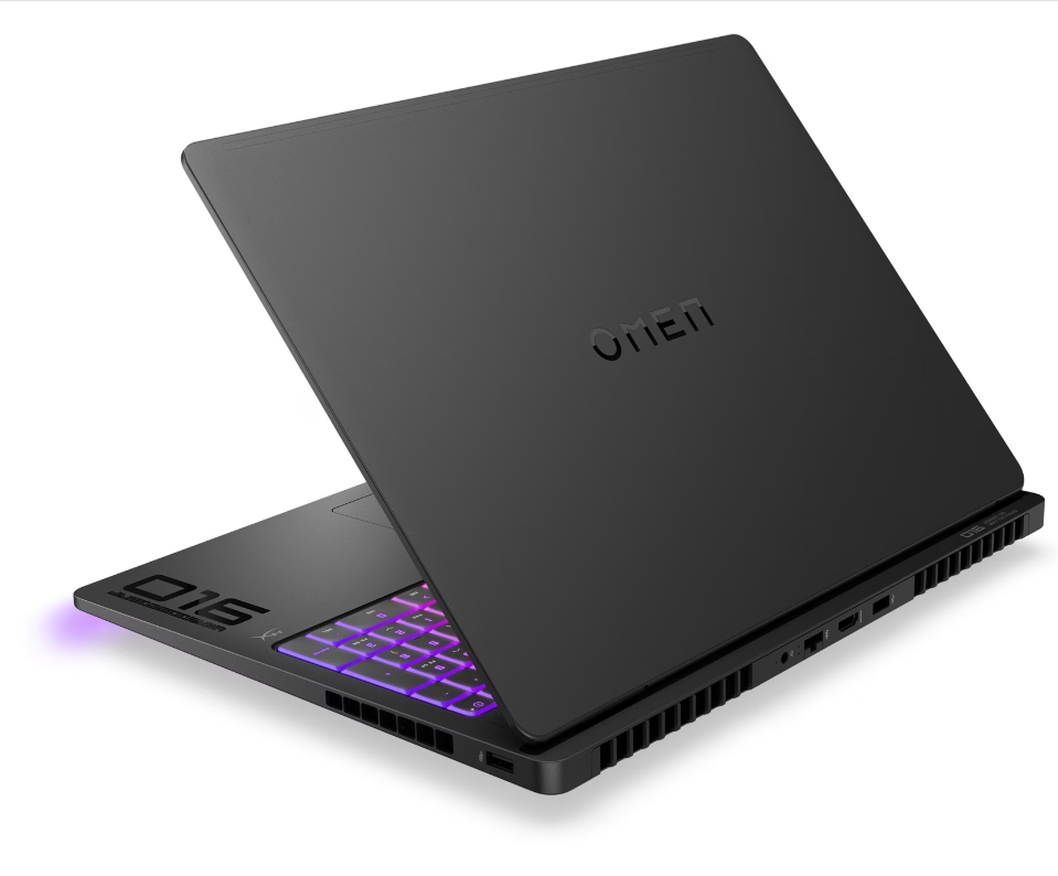 Rückansicht des geschlossenen schwarzen Gaming-Laptops mit sichtbarem Herstellerlogo

