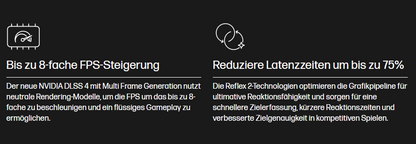 Details zu Prozessor, Grafikkarte und Displaytechnologie in Textform auf schwarzem Hintergrund
