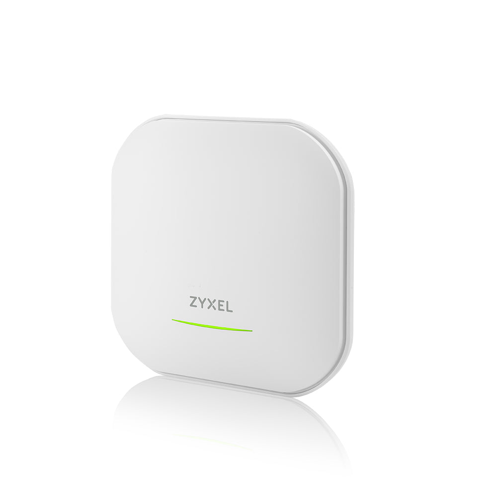 Zyxel NWA220AX‑6E Dual‑Radio Wi‑Fi 6E Access Point mit AXE5400, PoE, NebulaFlex, zeigt das Gerät in Nahaufnahme