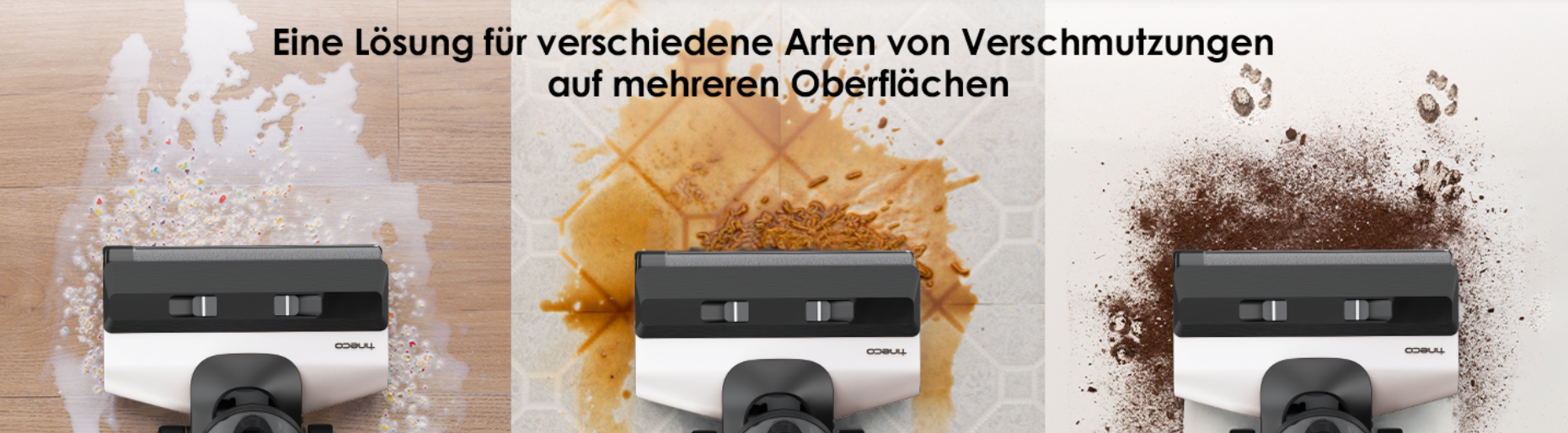 Tineco Floor One S5 Extreme Bodenstaubsauger, intelligenter Akku-Nass-Trocken-Sauger für Hartböden, im Einsatz auf Fliesen.